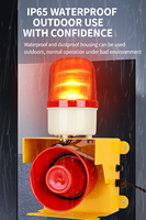Sistema de Alarma con Luz de Advertencia de 120dB, 24VDC, Impermeable, con Luz Estroboscópica LED, 10A, Grado Industrial