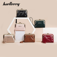 Dompet Wanita Kulit PU RFID Baellerry Merek Terkenal, Dompet Pendek Mini Kulit dengan Resleting, Tempat Kartu, dan Kantong Koin