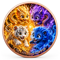 Pièce de monnaie double face 3D en cuivre fin 999 de 1 oz, motif Bêtes Gardiennes de la Bataille, avec relief UV haute définition, symbole de puissance et de protection