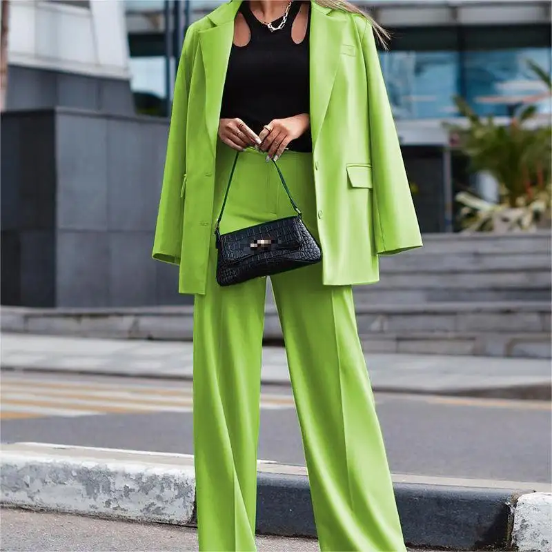 Custom Lady Working Suits Green Blazer De Mujer Black Plus Size Office Ladies Business Blazer Suit Sets For Women