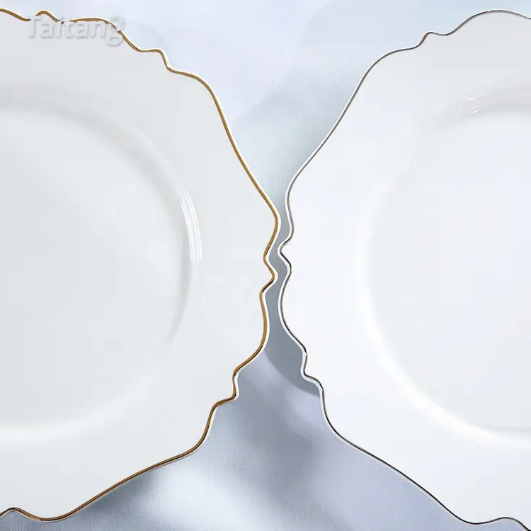 Placas de porcelana modernas para casamento, logotipo personalizado, pratos de porcelana, restaurante, louças de jantar, para hotel de 5 estrelas