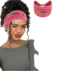 Bandeau bohème rétro simple imprimé – Bandeau large en tissu élastique à pois/imprimé léopard unisexe - Product Image 1