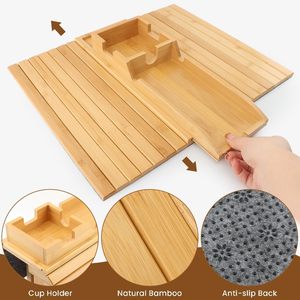 Table d'accoudoir de canapé en bambou, plateau anti-chute <span class=keywords><strong>pour</strong></span> canapé avec porte-gobelet amovible, plateau pliable avec <span class=keywords><strong>sous</strong></span>-verres <span class=keywords><strong>pour</strong></span> canapé - Product Image 6