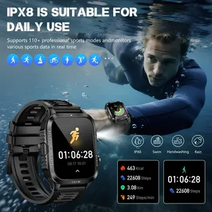 2025 mujeres hombres 880mAh batería reloj inteligente LED Flash 1,96 pulgadas HD BT llamada impermeable natación 3ATM al aire libre NFC para Android IOS - Product Image 2