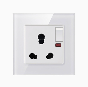 Wall <b>Socket</b> AC 110-250V 15A 3 Pin Round <b>Plug</b> Outlet with Indicator <b>Light</b> 86mm Square Panel - Product Image 4