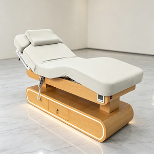 Table de massage électrique réglable avec cadre en bois, lit de beauté avec chauffage et éclairage d'ambiance, mobilier de salon - Product Image 5