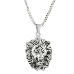 Yunnique – collier avec pendentif Lion en acier inoxydable, forme d'animal en argent, Design géométrique, bijoux à la mode pour hommes et femmes, 122024 - Product Image 5