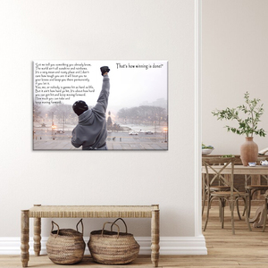 Impresión en lienzo motivacional de Rocky: cita de arte mural con texto en inglés «That's How Winning Is Done» para decoración del hogar y la oficina - Product Image 4