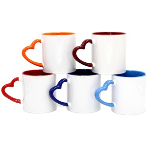 Tazas de Café Blancas para Sublimación de 11 oz al por Mayor, Tazas Personalizadas <span class=keywords><strong>con</strong></span> Logotipo, Tazas de Sublimación <span class=keywords><strong>con</strong></span> Asa de Corazón - Product Image 1