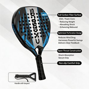 Raqueta de Pádel de Fibra de Carbono Completa 3K, Mango Antideslizante de Carbono Puro, Nylon Ecológico, para Tenis y Playa, Logotipo Personalizado OEM - Product Image 2