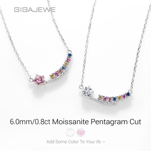 Collar GIGAJEWE <span class=keywords><strong>de</strong></span> Plata <span class=keywords><strong>de</strong></span> Ley 925 con Moissanita Blanca y Rosa <span class=keywords><strong>de</strong></span> 1.3ct, Corte Estrella Celestial, Joyería <span class=keywords><strong>de</strong></span> Estrella Fugaz Arcoíris - Product Image 3