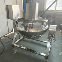 Marmite de cuisson et de mélange professionnelle à double enveloppe, inclinable, électrique et à gaz, pour viande, sauces et pâtes de chili, avec agitateur