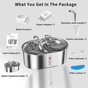 Stainless Steel <b>Cat</b> Water Fountain 3.2L Circulating Fresh Water For Dogs And <b>Cats</b> Electric Plug In Model - Product Image 5