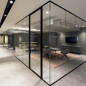 Sang Trọng Tùy Chỉnh Kích Thước Kính Không Khung Phân Vùng Tường Văn Phòng Thiết Kế Nội Thất Với Nhôm Kết Thúc Kính Dày Phòng Chia - Product Image 3