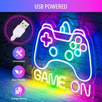 Enseigne néon LED « GAME ON » pour manette de jeu, lumière LED RGB à intensité variable pour la décoration de la salle de jeu, de la « caverne » du joueur ou de l'installation de jeu.