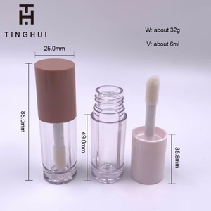 บรรจุภัณฑ์ลิปกลอสทรงสี่เหลี่ยมสีขาวชมพูพร้อมแปรงทาขนาดใหญ่ 6 มล. แบบกำหนดโลโก้ได้ - Product Image 3