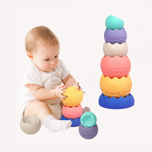 감각 교육 몬테소리 스태킹 공 부드러운 고무 어린이 아기 장난감 플라스틱 중첩 빌딩 블록 - Product Image 3