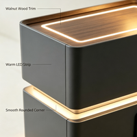 Table de Chevet Intelligente à Surface Courbe Lisse avec Lumière Ambiante LED, Tiroir à Verrou Électronique et Rangement – Meuble Direct Usine