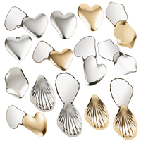 Miroir de poche en acier inoxydable avec logo personnalisé, forme unique de coquillage en forme de cœur, miroir compact pliable en métal doré ou argenté