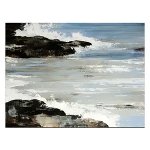 Pintura al óleo de paisaje marino, arte abstracto moderno pintado a mano, al por mayor