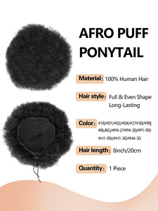 100% 2025 più economico capelli umani remy ricci afro con coulisse capelli umani coda di cavallo panino per donne nere - Product Image 3