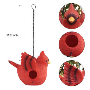 שרף קרדינלי חיים ציפור בירדהאוס lifelike סגנון אמנות בית גן & בחוץ שימוש חיצוני דקורטיבי מושלם מתנה - Product Image 4