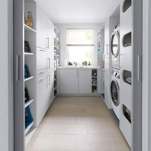 Armoires blanches <span class=keywords><strong>de</strong></span> luxe durables <span class=keywords><strong>avec</strong></span> <span class=keywords><strong>panier</strong></span> <span class=keywords><strong>de</strong></span> rangement pour <span class=keywords><strong>linge</strong></span>, grande capacité, panneau <span class=keywords><strong>de</strong></span> qualité ENF pour les buanderies d'appartements et <span class=keywords><strong>de</strong></span> villas - Product Image 4