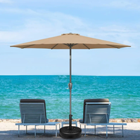 Parasol de table en acier pour patio extérieur, protection UV, étanche, avec bouton poussoir et manivelle inclinable, personnalisable pour jardin, plage, vente par correspondance