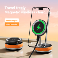 Support de téléphone portable à charge sans fil 15W pliable à 360° °   Support de téléphone magnétique rotatif à ventouse avec fonction de charge et de maintien