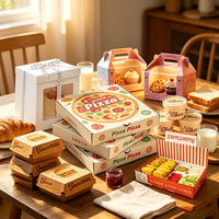 Boîte d'emballage alimentaire tout-en-un pour la famille et les fêtes, boîte à pizza, hamburger, gâteau, en-cas, boîte extra large, impression personnalisée, design gratuit