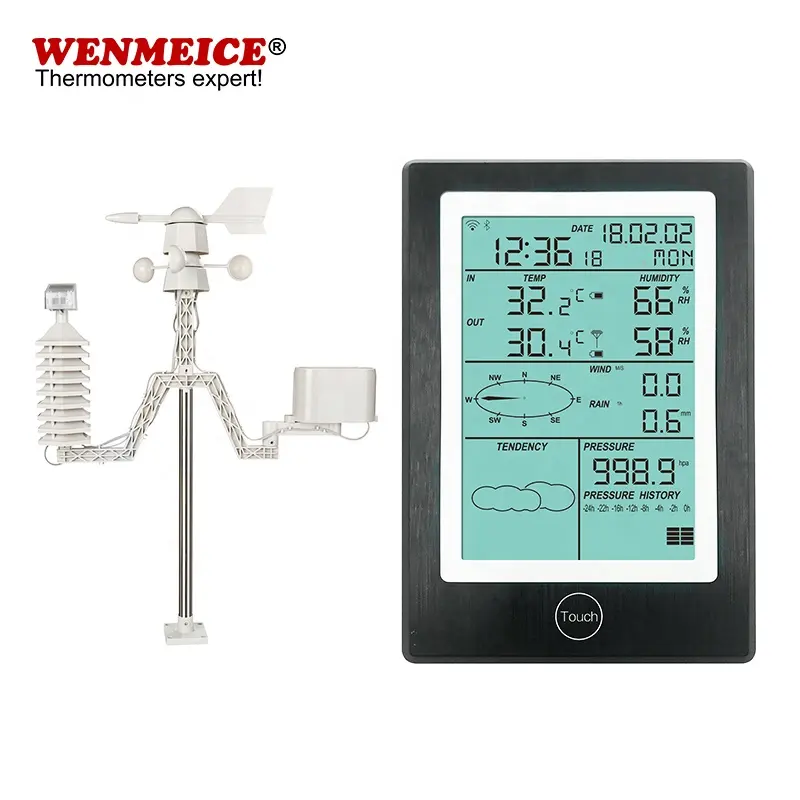 Wireless WiFi Weather Station for Indoor Outdoor with Weather Forecast Temperature Humidity Wind Speed Wind Direction Rain Gauge