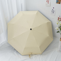 Parapluie entièrement automatique à trois plis, poignée en plastique, double usage pour les jours ensoleillés et pluvieux, protection UV, impressions personnalisables pour femmes