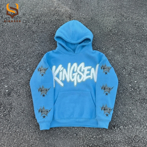 Sweat à capuche surdimensionné pour homme en coton lourd 450 g/m², double couche, avec impression graphique graffiti et lettres, qualité OEM supérieure - Product Image 2