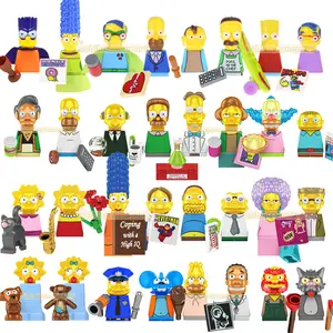 Movie Cartoon Anime Lisa Marge Bart Homer Maggie Simpson The Simpsons Family Mini Bricks Building Block Figure Kids Collect Toy