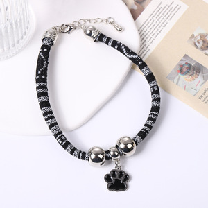 Ethnic Striped Woven Fabric <b>Pet</b> Collarswith Bell Charms Adjustable Bohemian Geometric Print Cat <b>Collars</b> - Product Image 5
