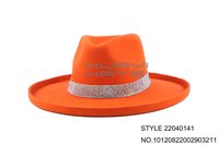 HUAYI CHAPEAUX En Gros Personnalisé Orange Cowboy Chapeaux À La Main Fedora Large Bord Feutre Fedora Chapeaux Australien 100 Laine Crayon Bord