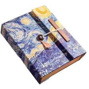 Carnet en papier Lokta du Népal fait main, journal artistique <span class=keywords><strong>Van</strong></span> <span class=keywords><strong>Gogh</strong></span> Nuit étoilée, journal ethnique vintage écologique, cadeau pour artiste - Product Image 1