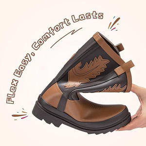 Bottes de pluie pour enfants Cowboy, bottes en caoutchouc imperméables antidérapantes mi-mollet pour garçons et filles, faciles à mettre et à enlever, pour les boue et les flaques d'eau en extérieur - Product Image 3