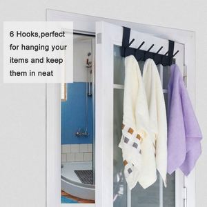 Over the Door <b>Hooks</b> Hanging Clothes Hat <b>Towel</b> Coat Hanger 6 <b>Hooks</b> Behind Back of Garage Door Stainless Steel Modern <b>Towel</b> Racks - Product Image 5