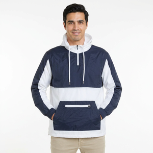 OEM Wholesale Men's Casual Anorak Windbreaker <b>Jacket</b> 100% Nylon Waterproof Windproof Stand Collar <b>with</b> <b>Zipper</b> Closure for Summer - Product Image 1