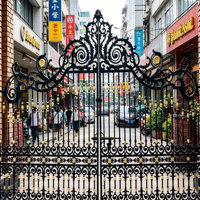Porte d'entrée américaine en fonte, best-seller, avec extérieur luxueux, idéale pour la décoration de la voie d'accès.