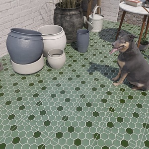 Gạch Sứ Nhiều Màu Xanh Lá Tráng Men Mờ 300X300Mm Gạch Lát Sàn Gốm Nhỏ Chống Trượt Trang Trí Nhà Cửa Hình Hoa - Product Image 6