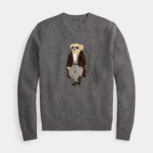 Suéter de Punto Grueso 7GG para Hombre, Estilo Preppy Vintage, con Jacquard de Oso, Diseño Retro con Estampado Animal, Mezcla de Lana, para Invierno - Product Image 1
