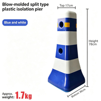 Barriera Stradale in Plastica Blu e Bianca per Carichi Pesanti LKS OEM, Divisorio Stradale Temporaneo Riempibile con Acqua per Controllo Folla 800x350x350mm