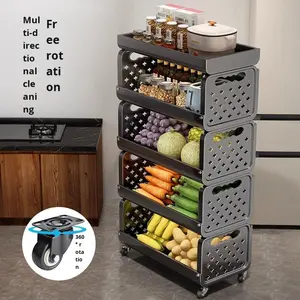 मल्टी-फंक्शन रोलिंग कार्ट 3 4 5 टियर नॉन-टूल असेंबली स्टोरेज ट्रॉली स्टोरेज कार्ट्स रसोई द्वीप कार्ट्स सब्जी रैक - Product Image 5