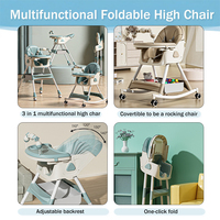 Siège d'alimentation multifonction pliable Clafbebe en gros, hauteur réglable, rehausseur de table à manger, plateau double détachable, ceinture de sécurité