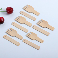 Mini cuillères à crème glacée pliables, couteau et fourchette jetables en bois écologique, pièces