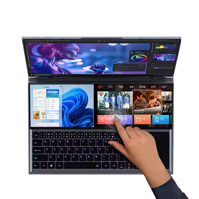 16+14 Inch Dual Screen Laptop Intel I7 10th Gen 16G RAM 512G SSD Win 10 1900x1200 Resolution Business OEM Brand Notebook Camera