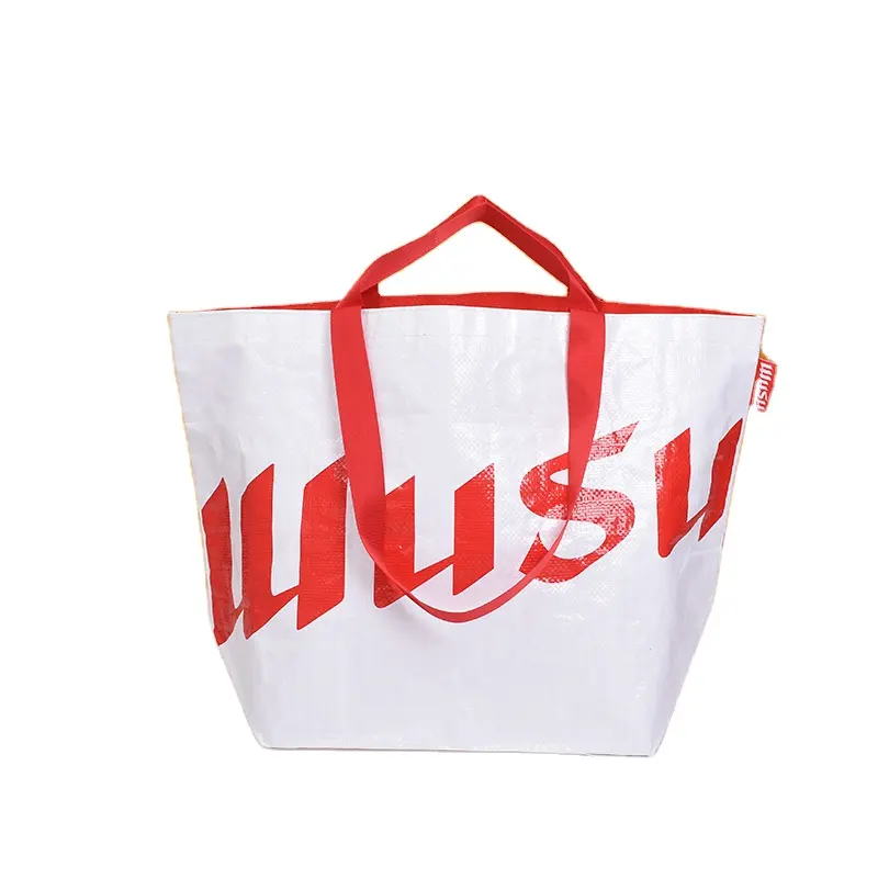 Tas belanja tote tas anyaman dapat dilipat pp logo kustom kualitas tinggi kain cetak yang dapat digunakan kembali promosi