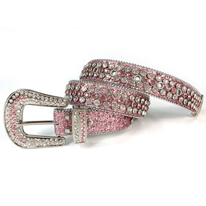 Cintura Personalizzata in Stile Western con Strass Rosa Brillante per Donne, Cintura in Pelle con Cristalli e Glitter - Product Image 5